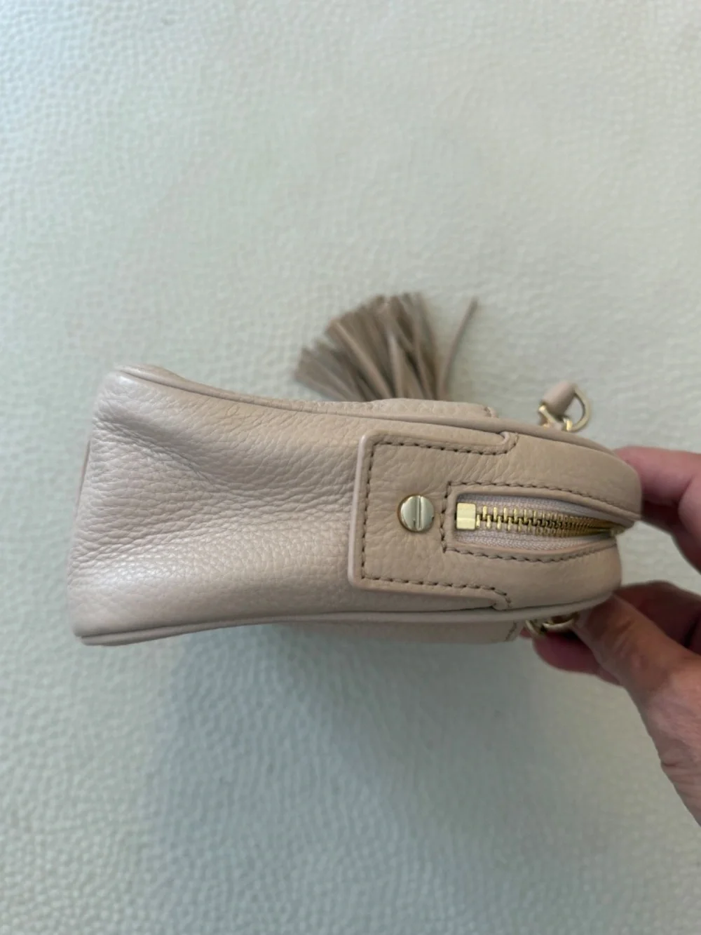 Tory Burch Bombé Chain Crossbody Bag Light Oak Blush Pink Leather